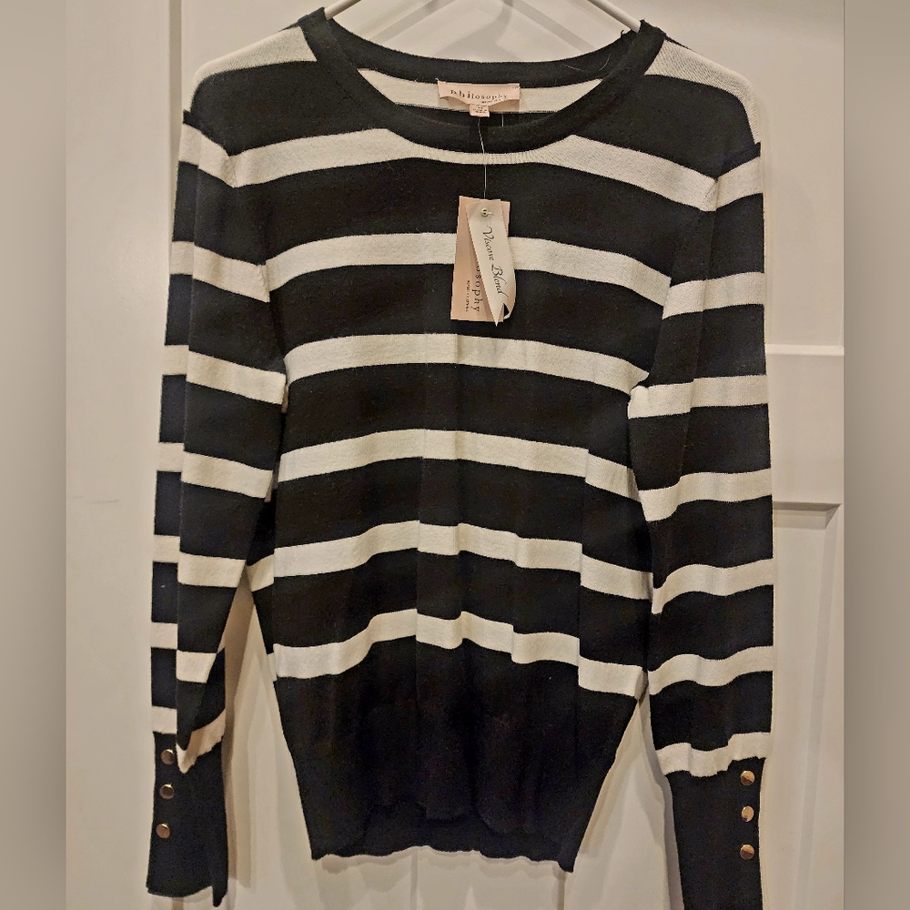 BRAND NEW! Black and white striped sweater by PHILOSOPHY